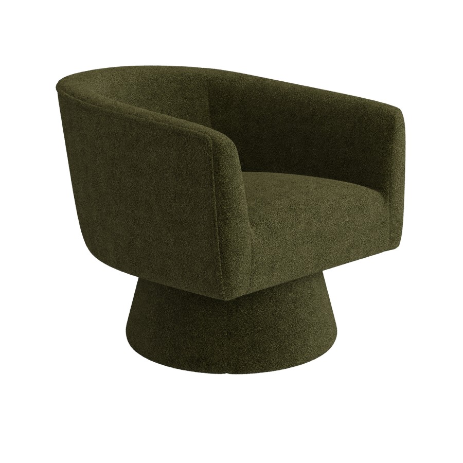 Green Boucle Swivel Armchair - Cairo