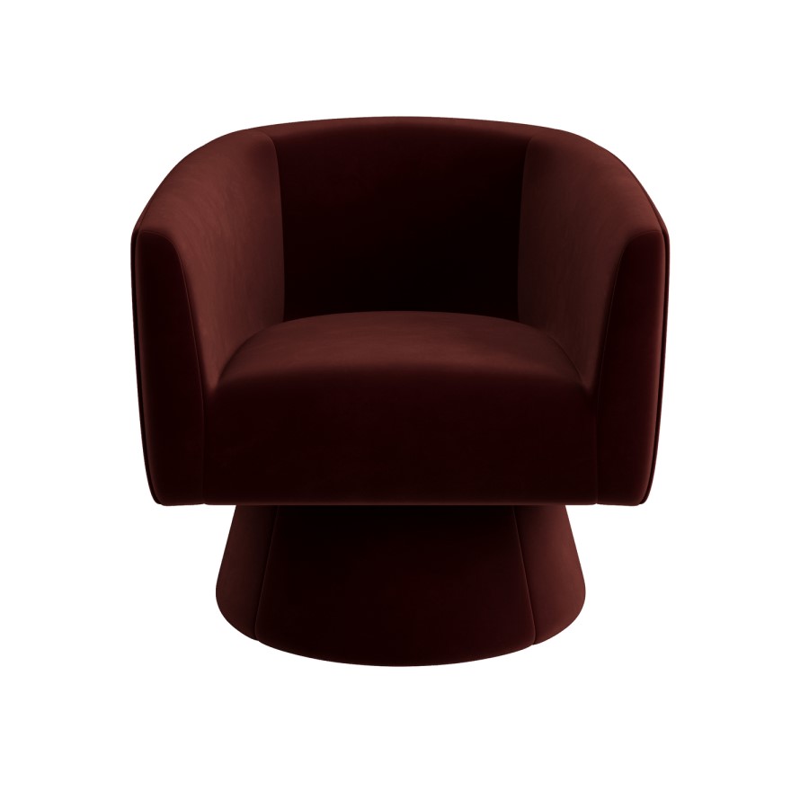 Deep Red Velvet Swivel Armchair - Cairo