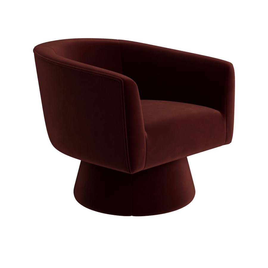 Deep Red Velvet Swivel Armchair - Cairo