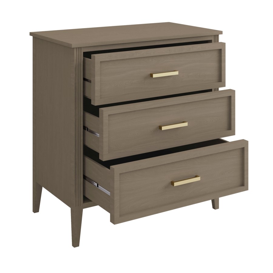 ONLY OPENED - Dark Wood Chest of 3 Drawers - Delilah