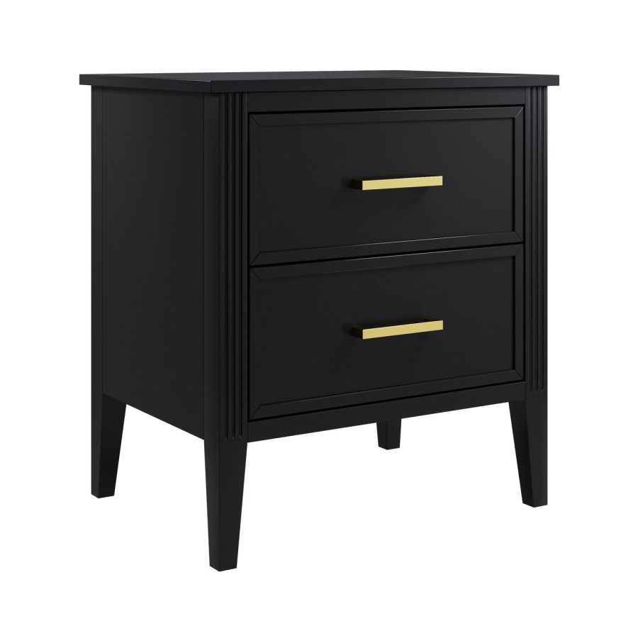 Black 2 Drawer Bedside Table - Delilah