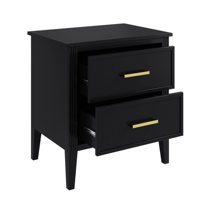 Black 2 Drawer Bedside Table - Delilah