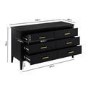 Wide Black 6 Drawer Chest of Drawers - Delilah