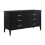 Wide Black 6 Drawer Chest of Drawers - Delilah
