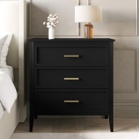 Black 3 Drawer Chest of Drawers - Delilah