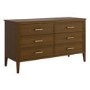 Wide Walnut 6 Drawer Chest of Drawers - Delilah