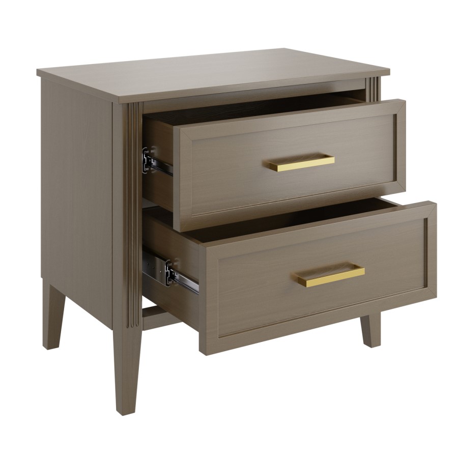 ONLY OPENED - Dark Wood Wide 2 Drawer Bedside Table - Delilah