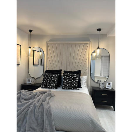 Wide Black 2 Drawer Bedside Table - Delilah