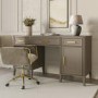GRADE A1 - Dark Wood Office Desk with Drawers - Delilah