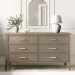 Wide Dark Wood 6 Drawer Chest of Drawers - Delilah