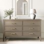 Wide Dark Wood 6 Drawer Chest of Drawers - Delilah