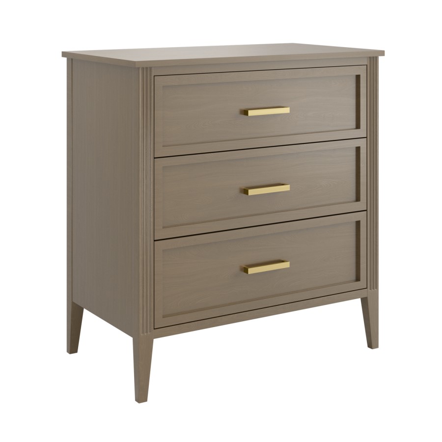 Dark Wood 3 Drawer Chest of Drawers - Delilah