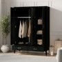 Large Black 3 Door Triple Wardrobe with Drawers - Delilah