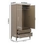 Dark Wood 2 Door Double Wardrobe with Drawers - Delilah