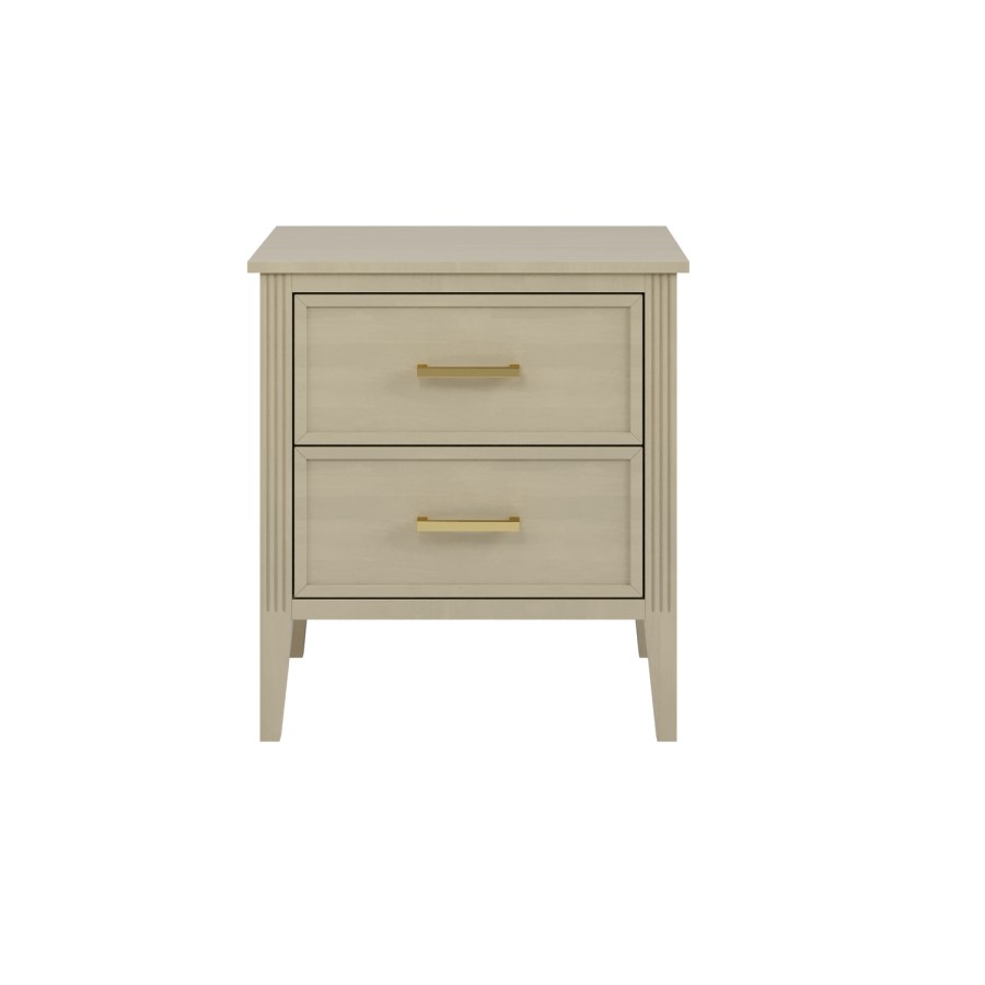 Light Wood 2 Drawer Bedside Table - Delilah