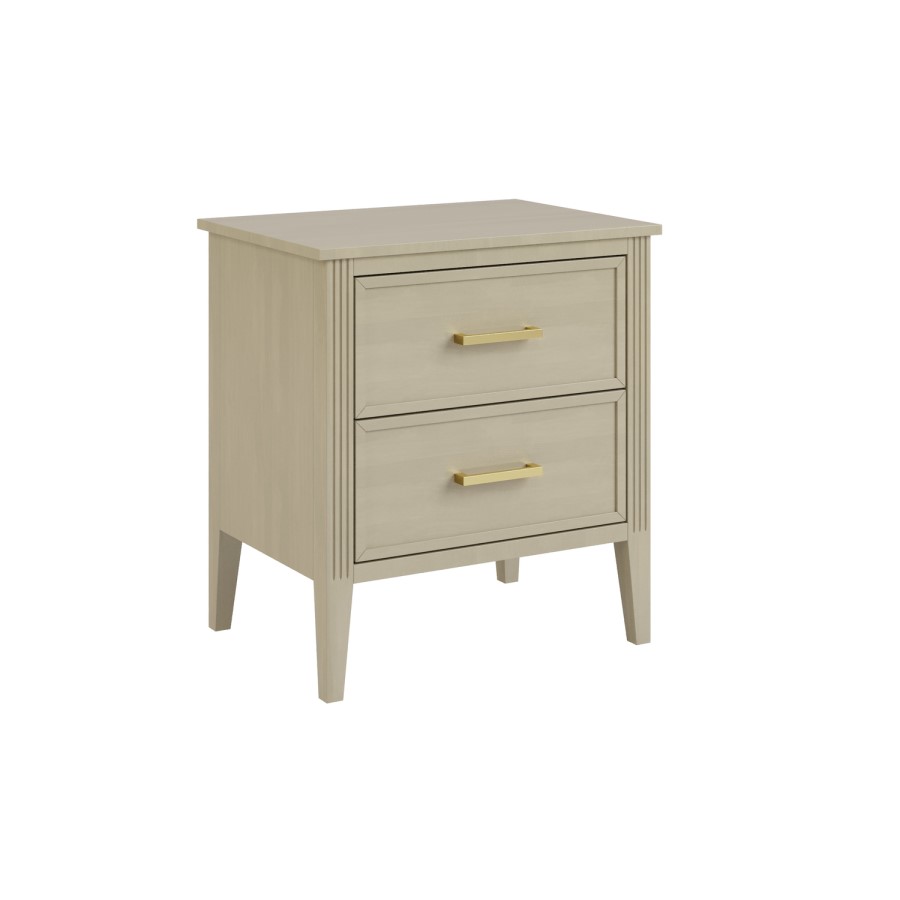Light Wood 2 Drawer Bedside Table - Delilah