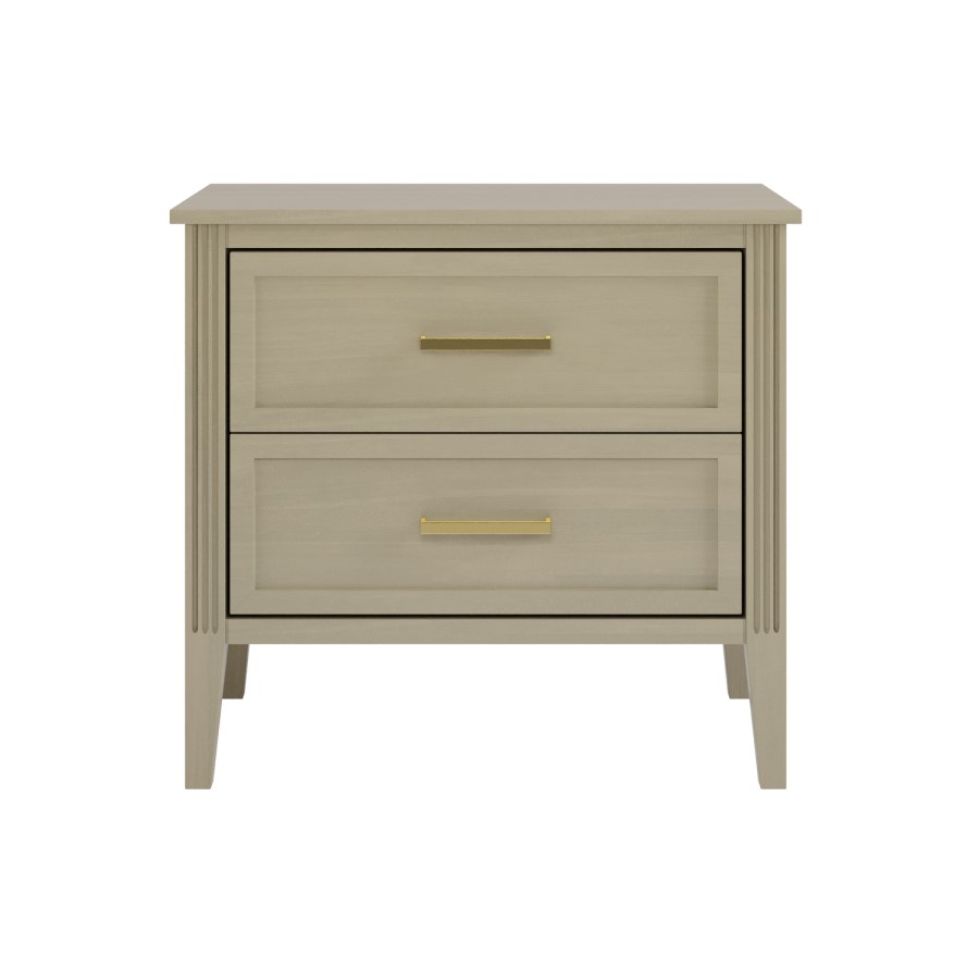 Wide Light Wood 2 Drawer Bedside Table - Delilah