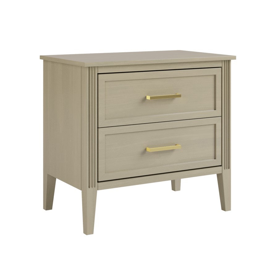 Wide Light Wood 2 Drawer Bedside Table - Delilah