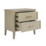 Wide Light Wood 2 Drawer Bedside Table - Delilah