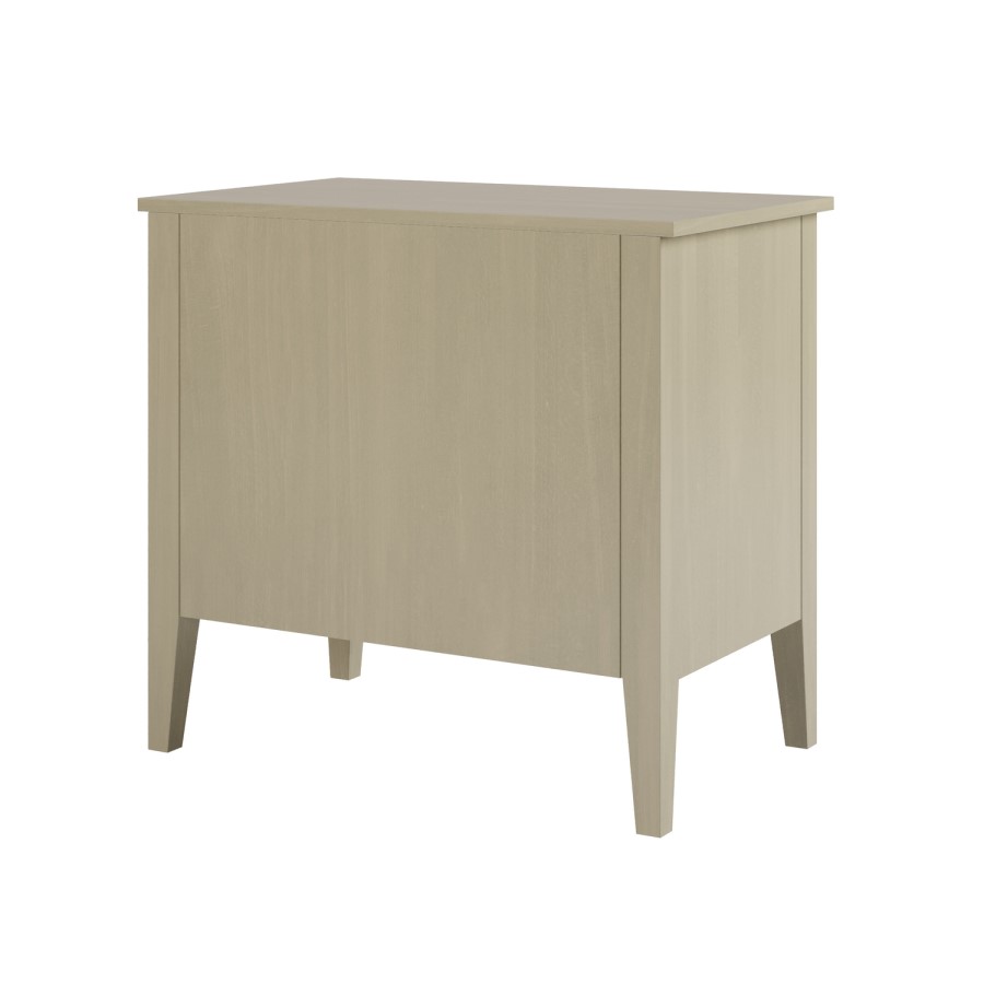 Wide Light Wood 2 Drawer Bedside Table - Delilah