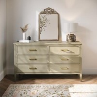 Wide Light Wood 6 Drawer Chest of Drawers - Delilah 