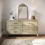 Wide Light Wood 6 Drawer Chest of Drawers - Delilah 