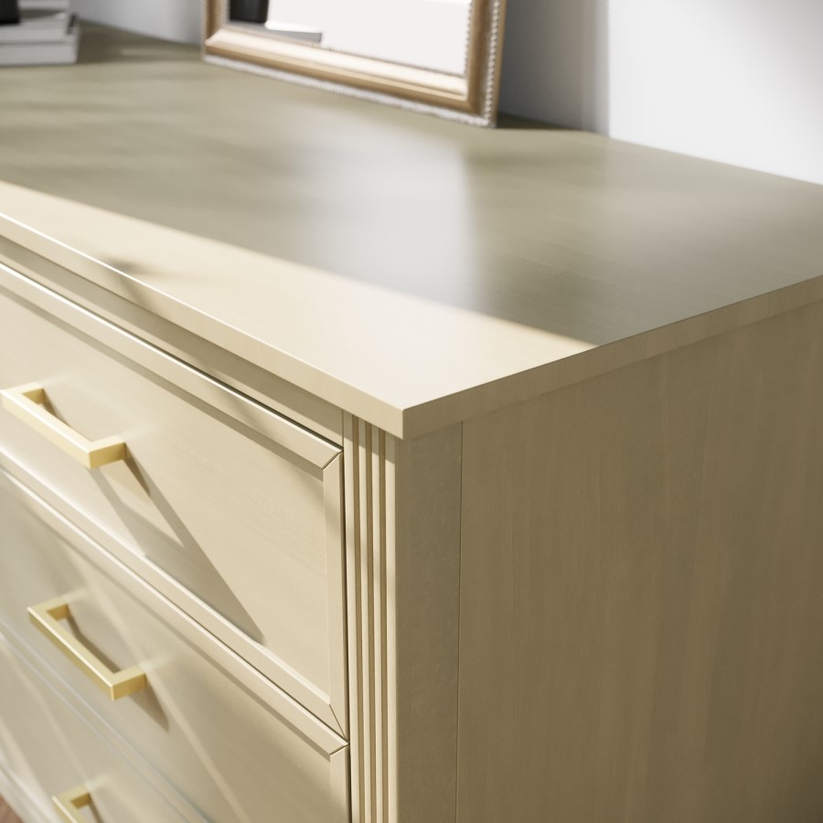 Wide Light Wood 6 Drawer Chest of Drawers - Delilah 