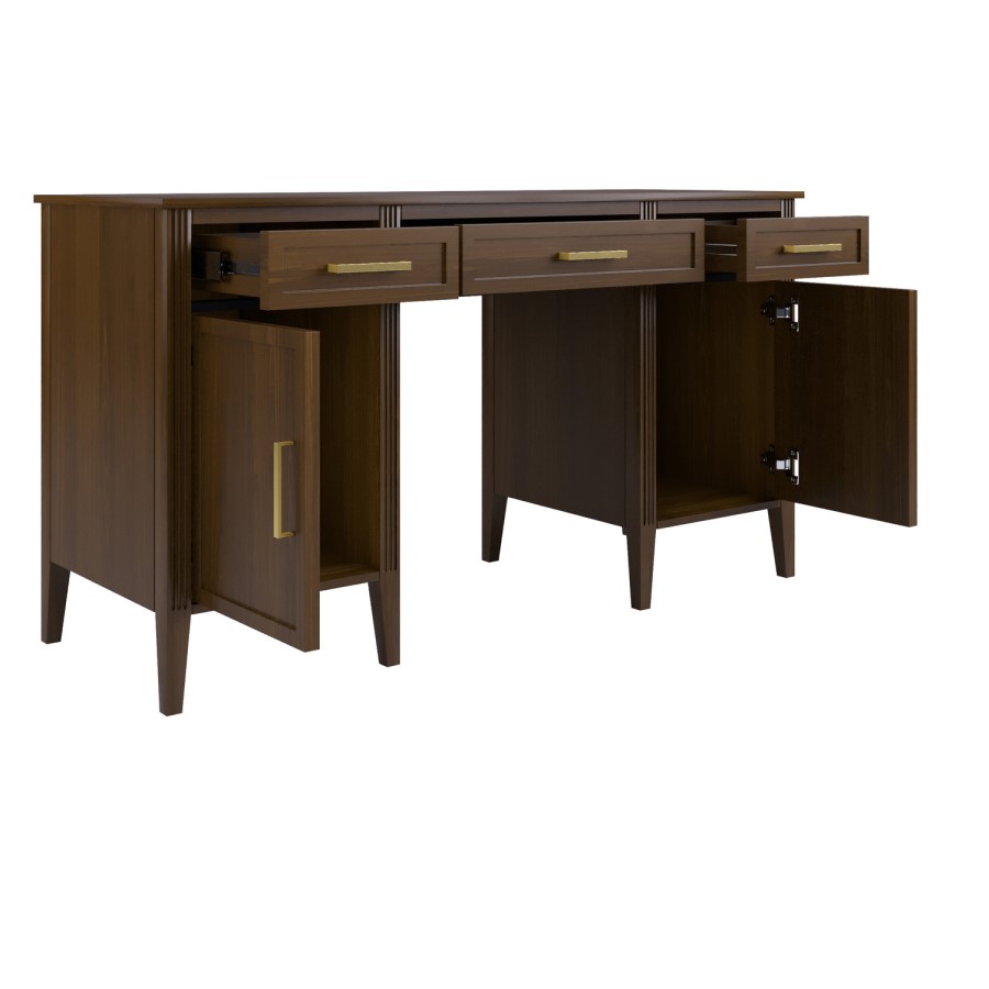 Walnut Office Desk with Drawers - Delilah 