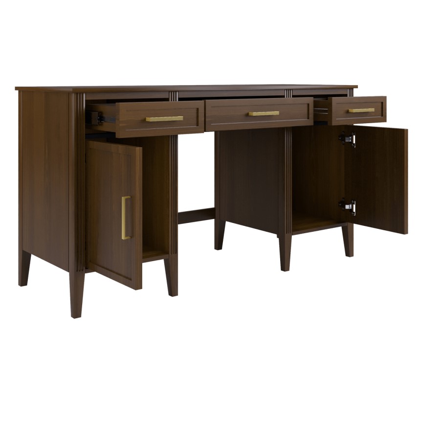Walnut Office Desk with Drawers - Delilah 