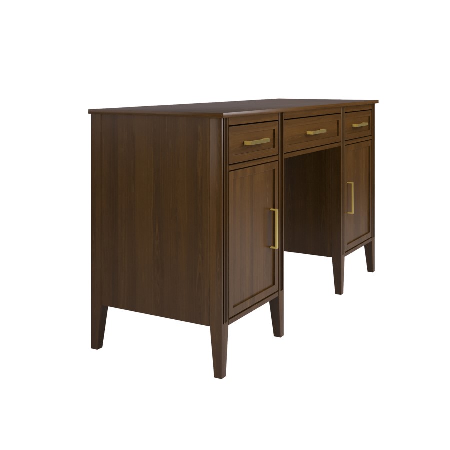 Walnut Office Desk with Drawers - Delilah 