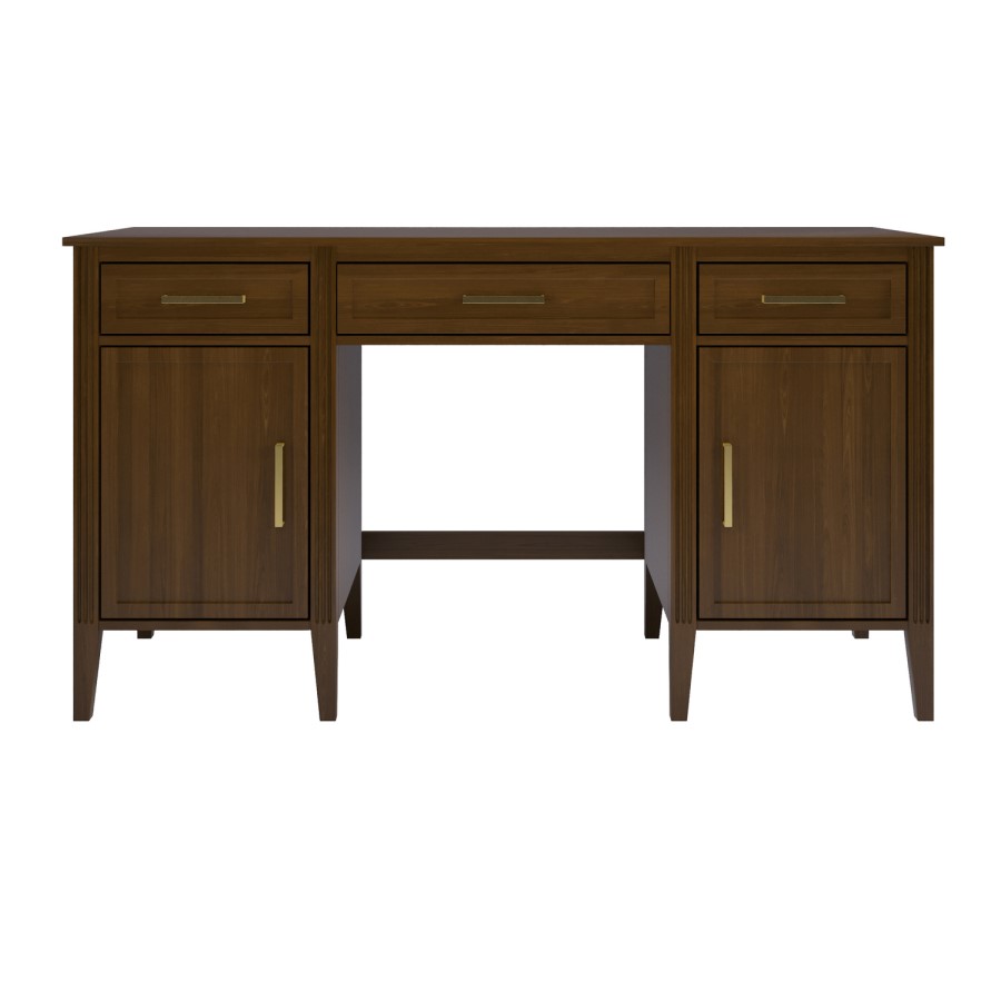 Walnut Office Desk with Drawers - Delilah 