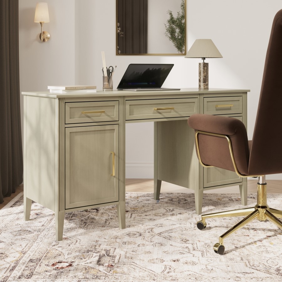 Light Wood Office Desk with Drawers - Delilah 