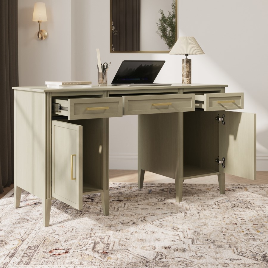 Light Wood Office Desk with Drawers - Delilah 