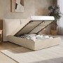 Beige Linen Super King Ottoman Bed with Pillow Headboard - Dune