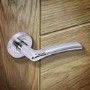 Internal Silver Polished/Satin Chrome Bathroom Lever Door Handle with Lock, Latch and Hinges Pack - 75mm Latch - Drava - XL Joinery