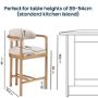 Set of 2 Beige Printed Upholstered Kitchen Stools with Solid Wood Exposed Back - Darla