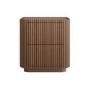 Walnut Ribbed 2 Drawer Bedside Table - Fully Assembled - Drew