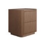 Walnut Ribbed 2 Drawer Bedside Table - Fully Assembled - Drew