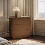 Walnut Ribbed 3 Drawer Chest of Drawers - Fully Assembled - Drew