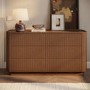Wide Walnut Ribbed 6 Drawer Chest of Drawers - Fully Assembled - Drew