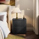 DWE004 Black Ribbed 2 Drawer Bedside Table - Fully Assembled - Drew