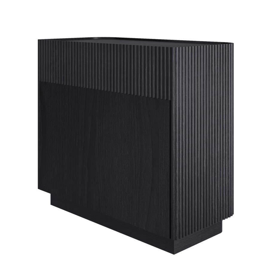 Black Ribbed 3 Drawer Chest of Drawers - Fully Assembled - Drew
