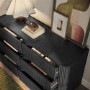 Black Ribbed 6 Drawer Large Chest of Drawers - Fully Assembled - Drew