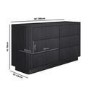 Black Ribbed 6 Drawer Large Chest of Drawers - Fully Assembled - Drew