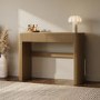 Natural Oak Ribbed Dressing Table with Drawers and Mirror - Drew