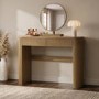 Natural Oak Ribbed Dressing Table with Drawers and Mirror - Drew