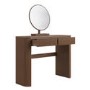 Walnut Ribbed Dressing Table with Drawers and Mirror - Drew
