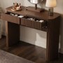 Walnut Ribbed Dressing Table with Drawers and Mirror - Drew