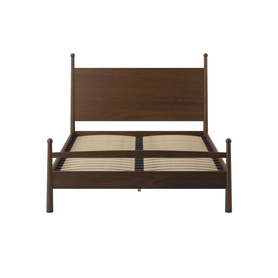 Dark Wood King Size Wooden Bed Frame with Pillar Detail - Darwin