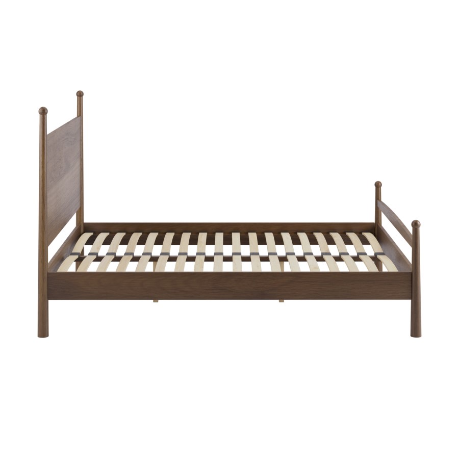 Dark Wood King Size Wooden Bed Frame with Pillar Detail - Darwin